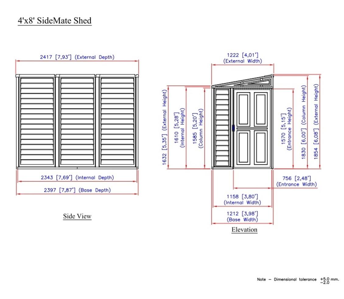 Duramax 4 x 8 ft Lean To Sidemate Plastic Shed — alternate view