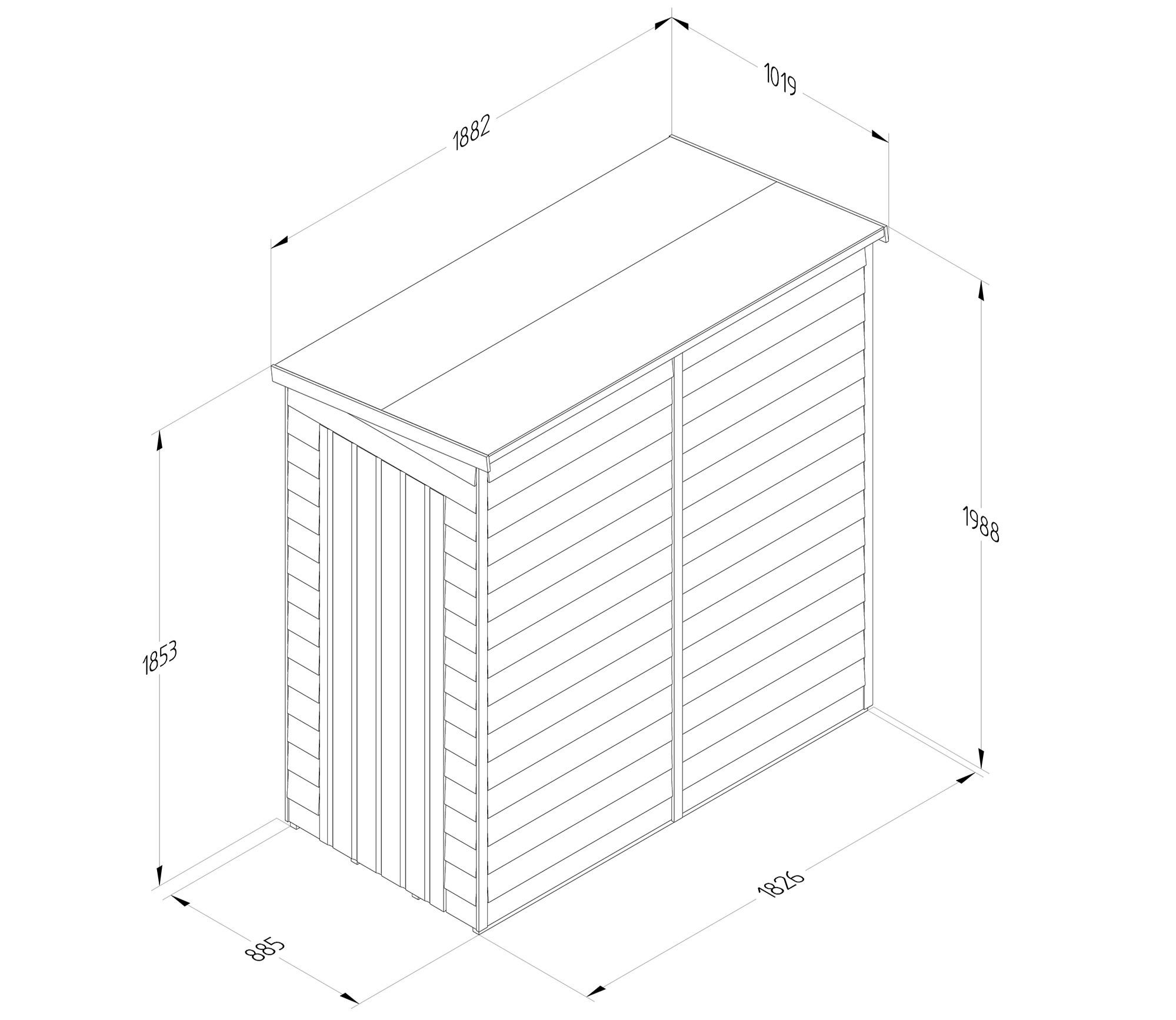 Forest 3 x 6 ft Overlap Pent Shed — view 5