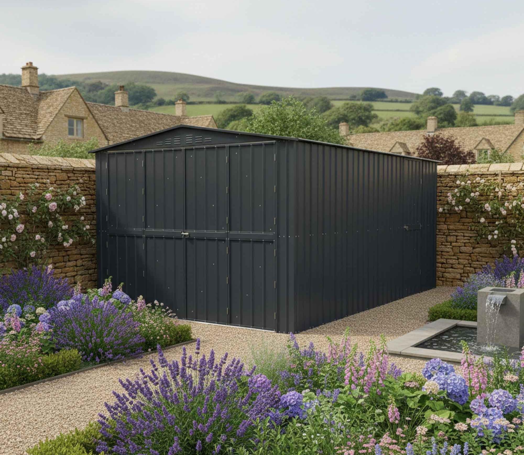 Globel 10 x 15 ft Dual Door Metal Workshop Garage — view 6