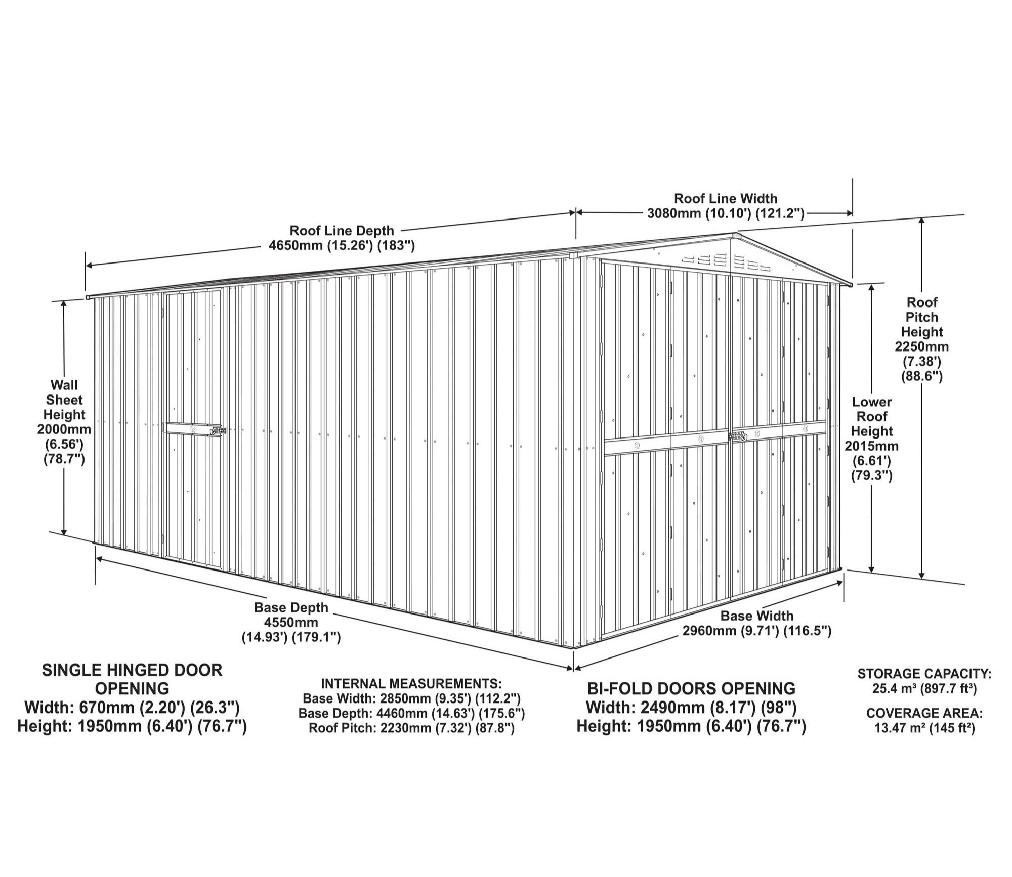 Globel 10 x 15 ft Dual Door Metal Workshop Garage — view 4