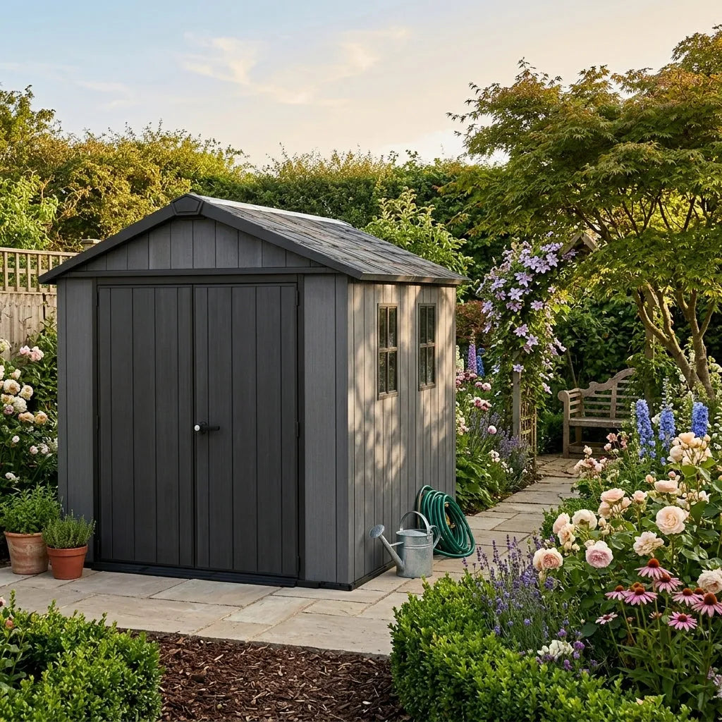 Keter 11'x7.5' Newton Plus Side Entry Plastic Shed Graphite — view 2