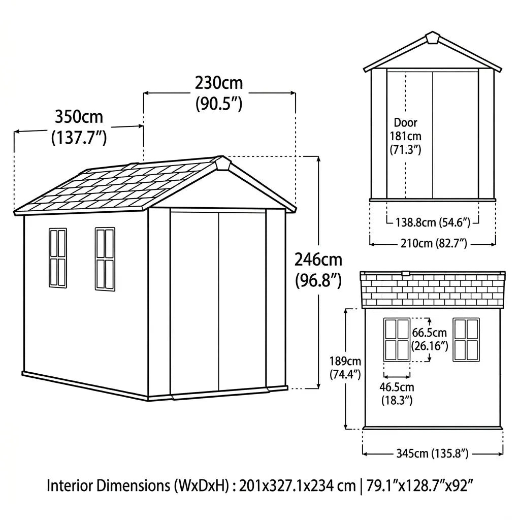 Keter 11'x7.5' Newton Plus Side Entry Plastic Shed Graphite — view 4