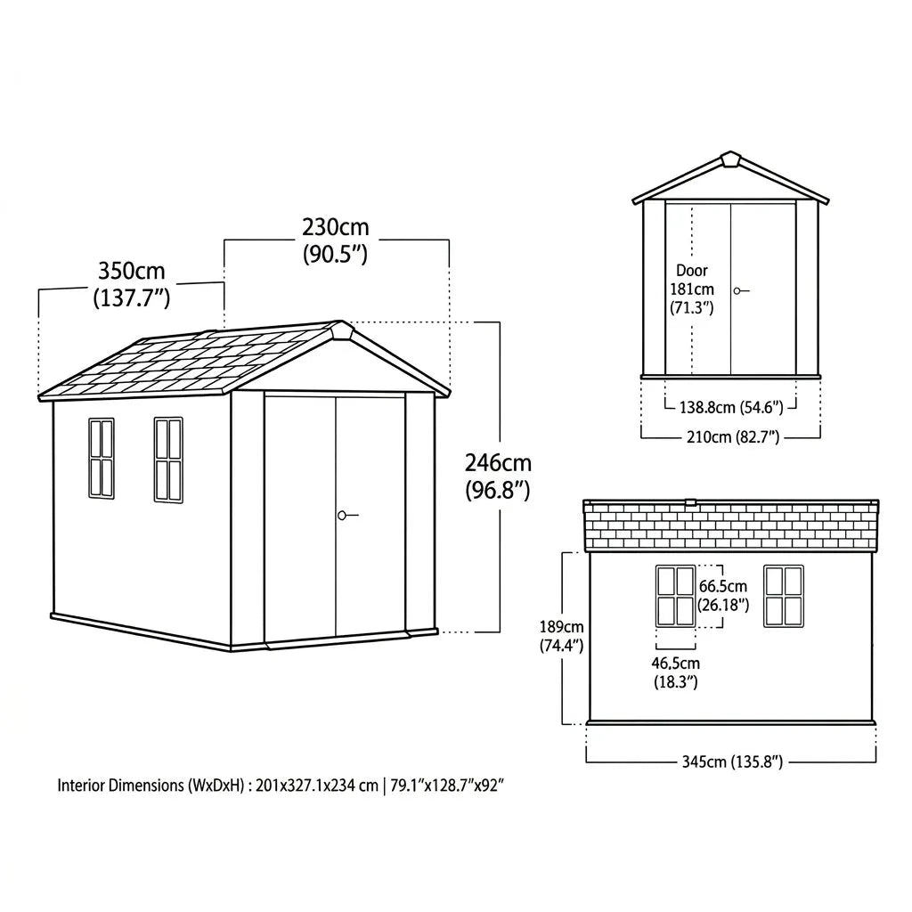 Keter 11'x7.5' Newton Plus Side Entry Plastic Shed Graphite — view 5