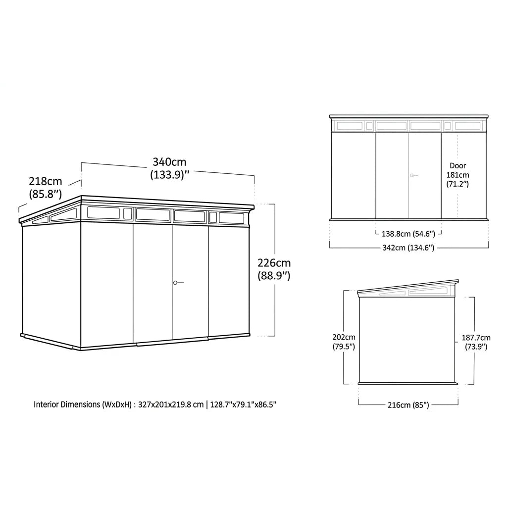 Keter 11x7 Artisan Heavy Duty Plastic Pent Shed Grey — view 4