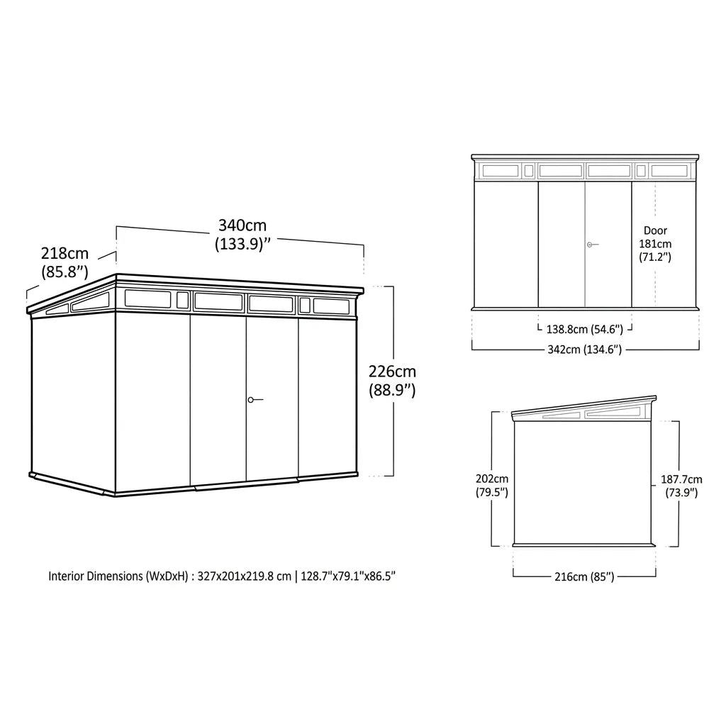 Keter 11x7 Artisan Heavy Duty Plastic Pent Shed Grey — view 5