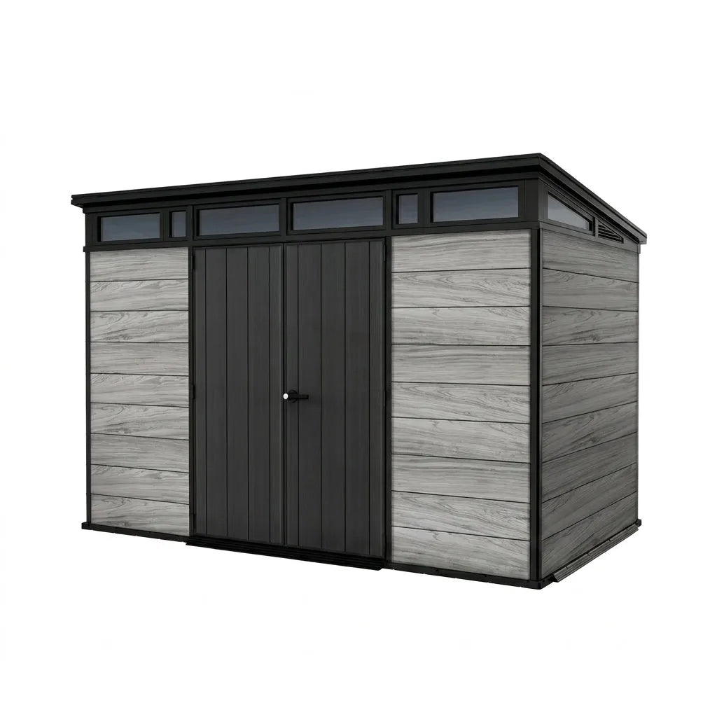 Keter 11x7 Cortina Heavy Duty Plastic Pent Shed Dark Grey — main product photo