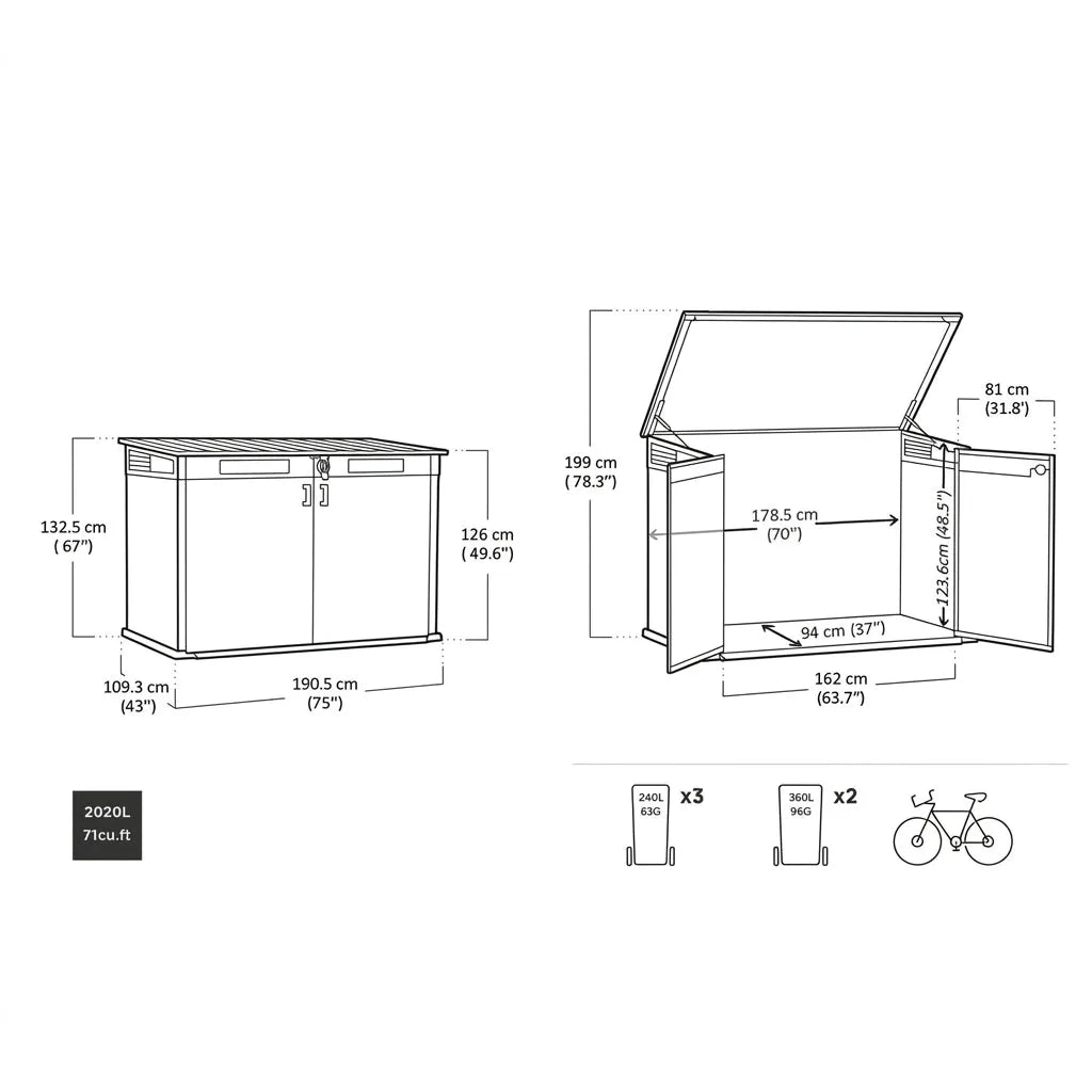 Keter 4x2 Cortina Alto Heavy Duty Vertical Shed Dark Grey — view 4