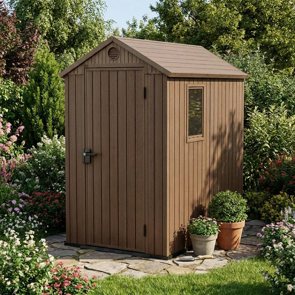 Keter 4x6 Darwin Heavy Duty Plastic Garden Shed Brown — view 2