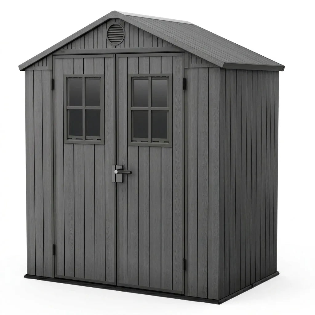 Keter 4x6 Darwin Heavy Duty Plastic Garden Shed Grey — view 4
