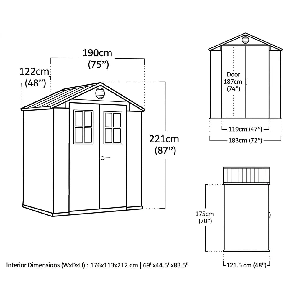 Keter 4x6 Darwin Heavy Duty Plastic Garden Shed Grey — view 5