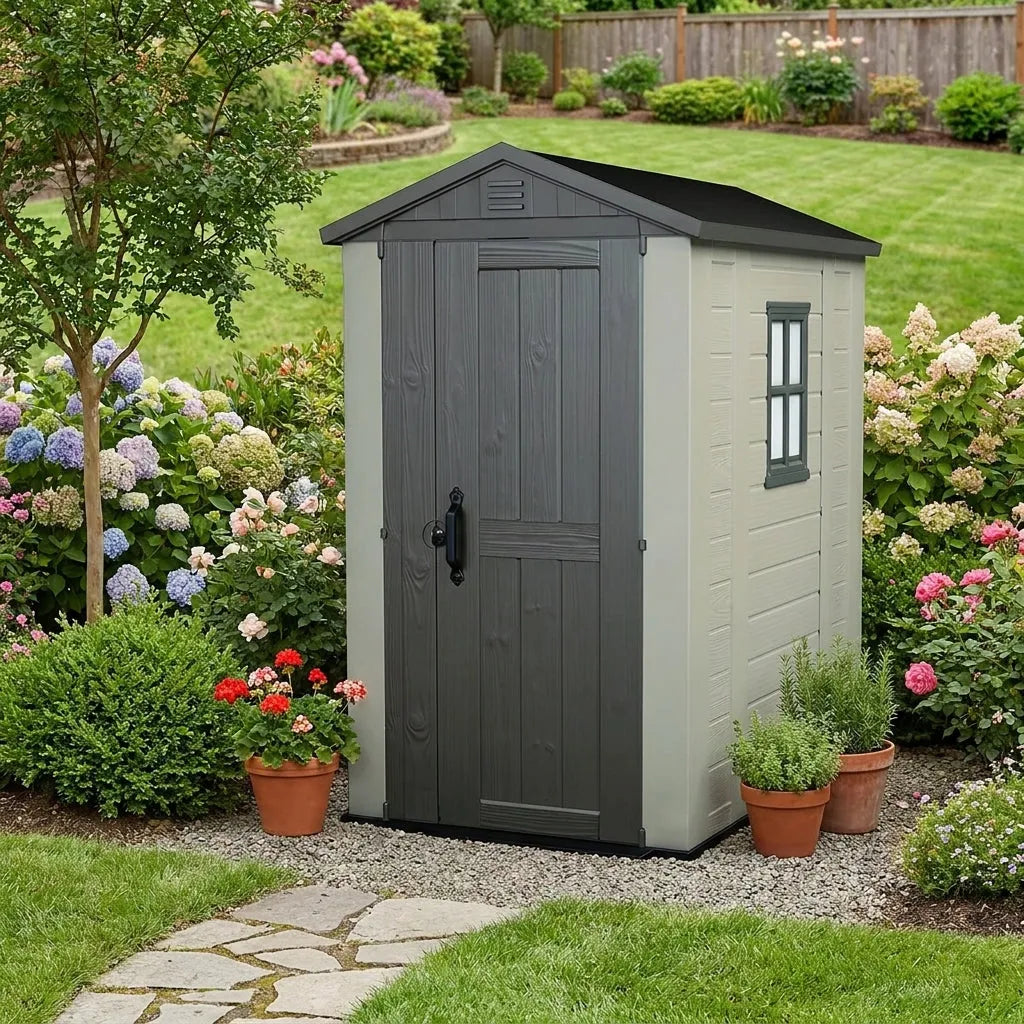 Keter 4x6 Factor Heavy Duty Plastic Garden Shed Beige — view 4