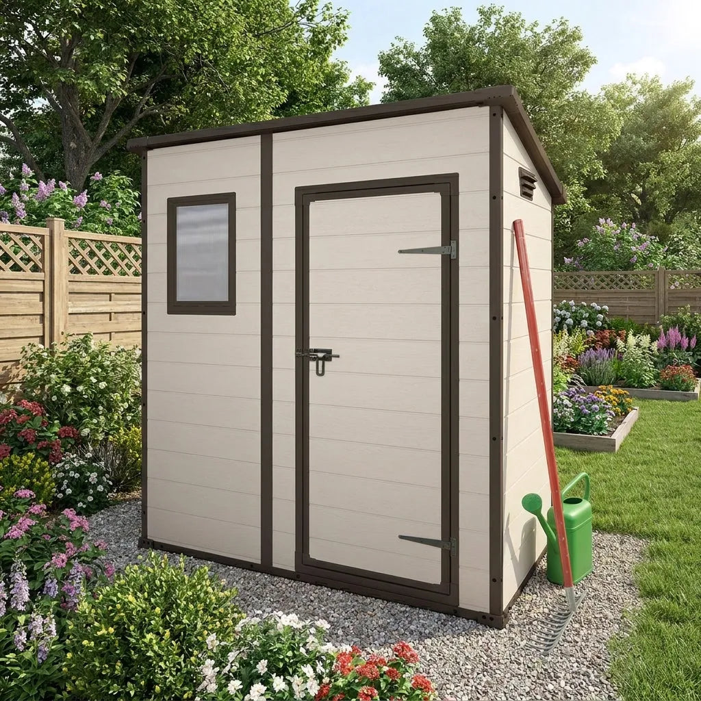 Keter 6x4 Manor Plastic Pent Garden Storage Shed Beige — view 2