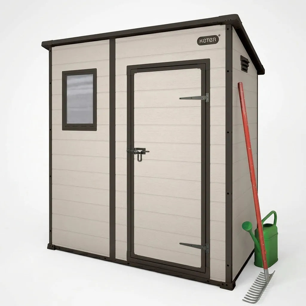 Keter 6x4 Manor Plastic Pent Garden Storage Shed Beige — view 4