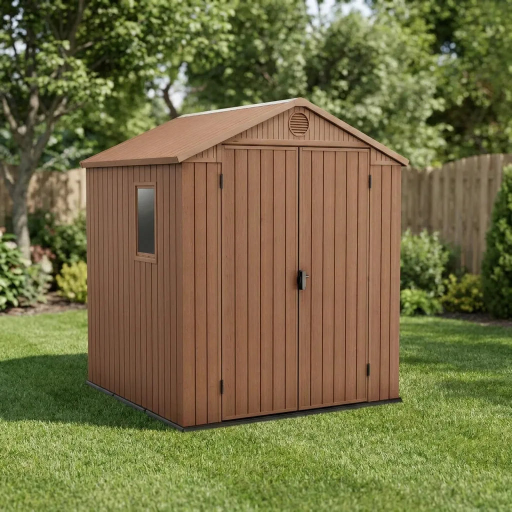 Keter 6x6 Darwin Heavy Duty Plastic Garden Shed Brown — view 5