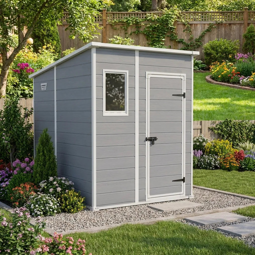 Keter 6x6 Manor Plastic Pent Garden Storage Shed Grey — view 3