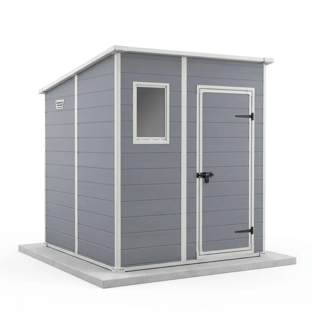 Keter 6x6 Manor Plastic Pent Garden Storage Shed Grey — view 4