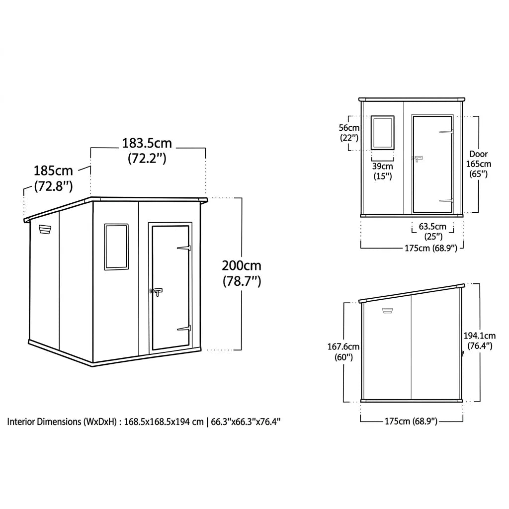 Keter 6x6 Manor Plastic Pent Garden Storage Shed Grey — view 5