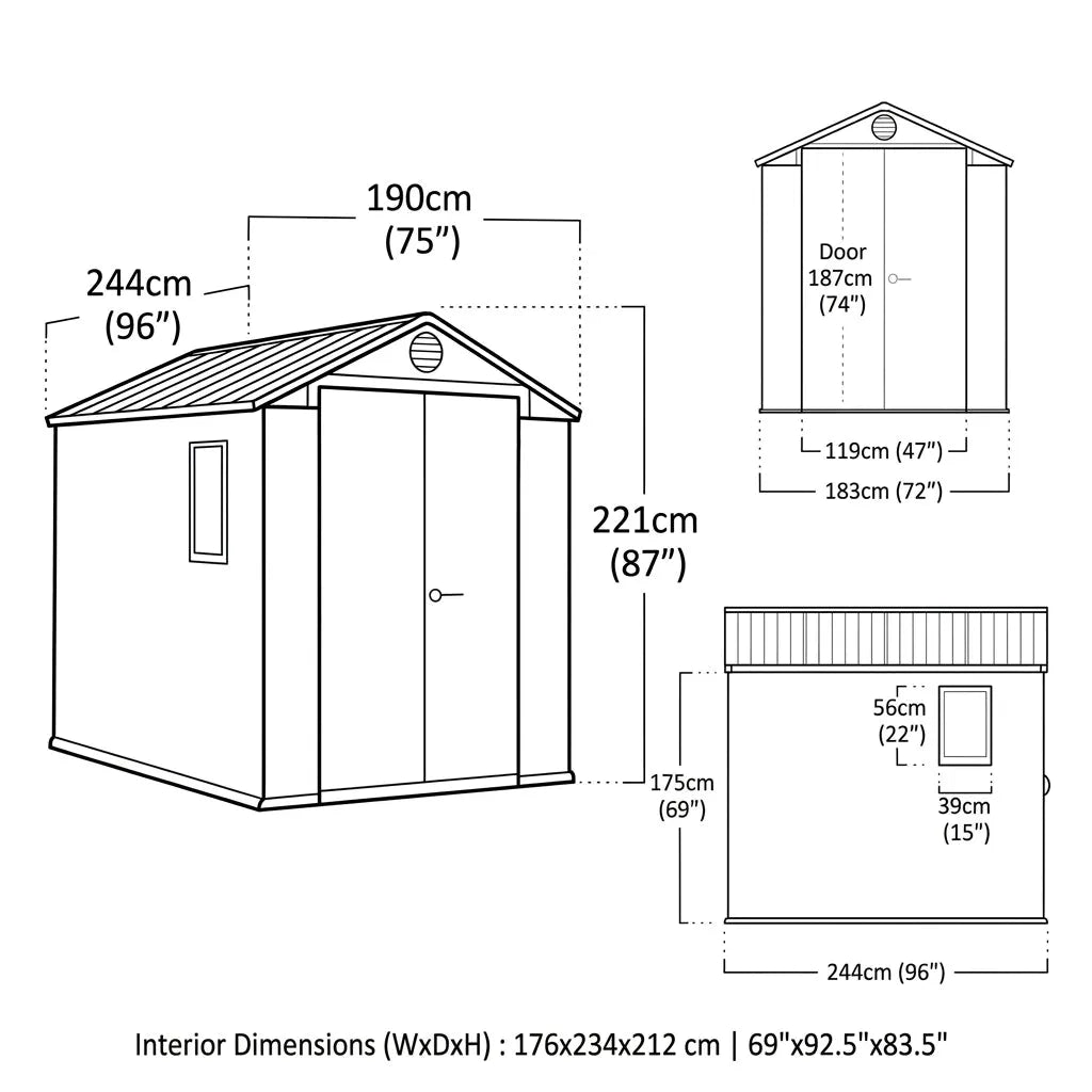 Keter 6x8 Darwin Heavy Duty Plastic Garden Shed Brown — view 2