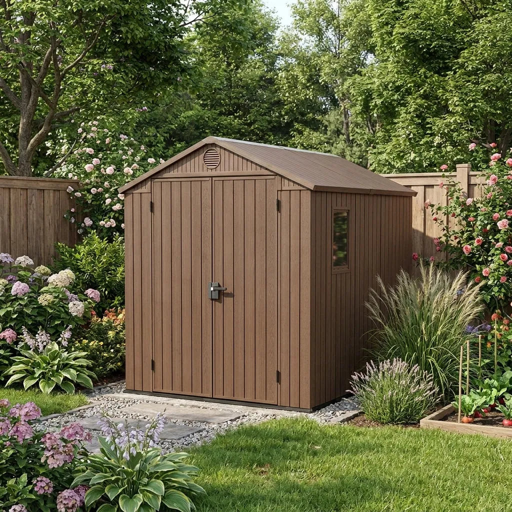 Keter 6x8 Darwin Heavy Duty Plastic Garden Shed Brown — view 4