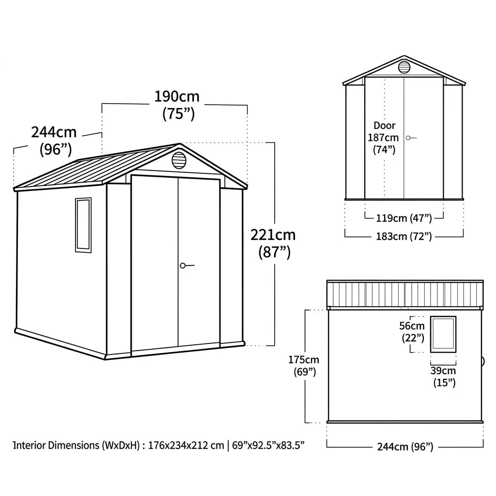 Keter 6x8 Darwin Heavy Duty Plastic Garden Shed Green — view 5