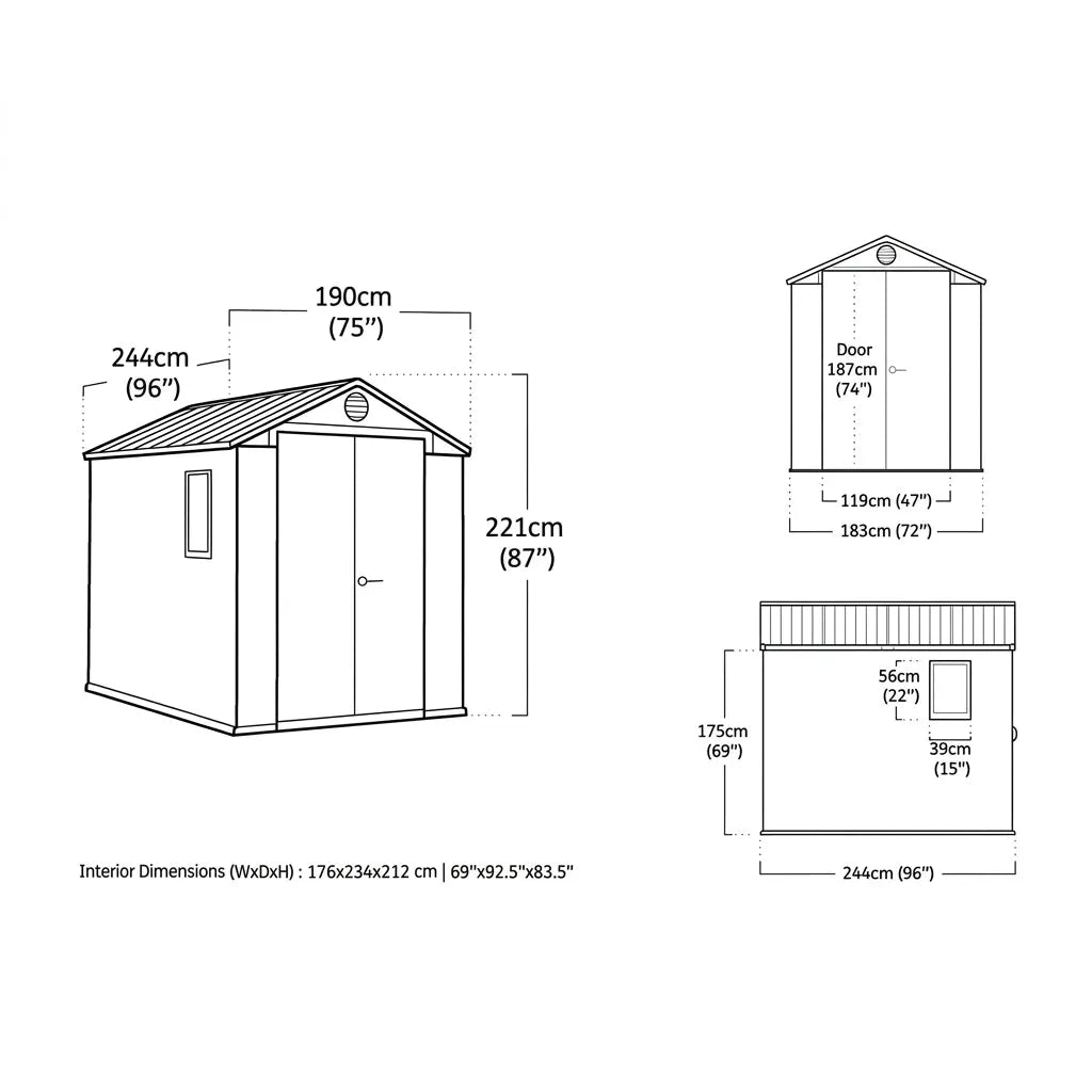 Keter 6x8 Darwin Heavy Duty Plastic Garden Shed Green — view 6