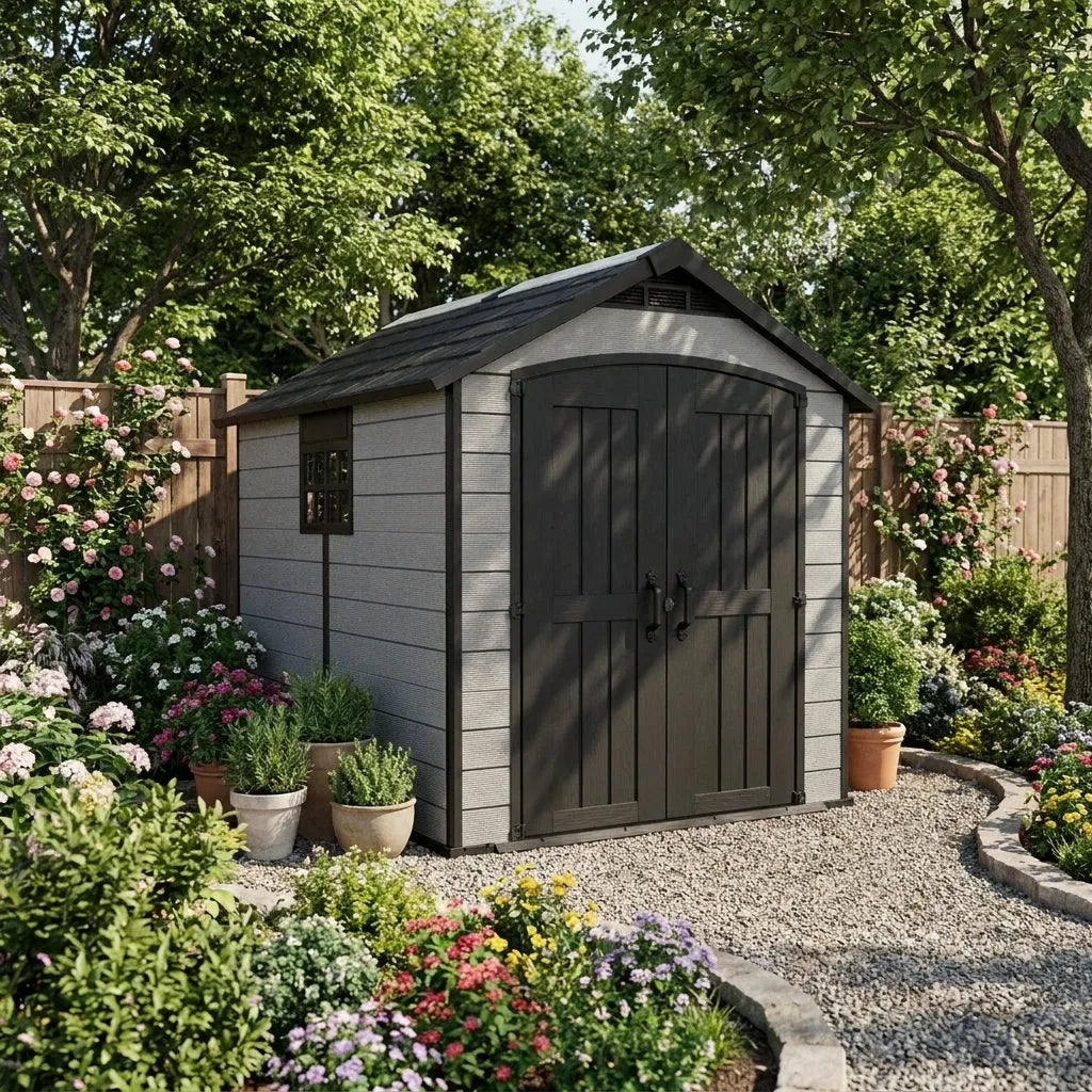 Keter 7.5x9 Premier Heavy Duty Plastic Shed Grey — view 3
