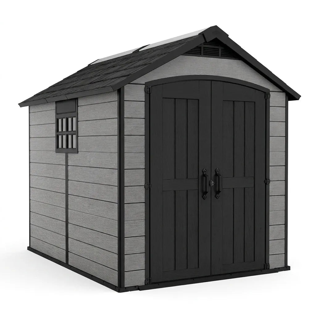 Keter 7.5x9 Premier Heavy Duty Plastic Shed Grey — view 5