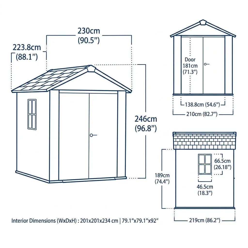 Keter 7'x7.5' Newton Plus Side Entry Plastic Shed Dark Grey — view 5