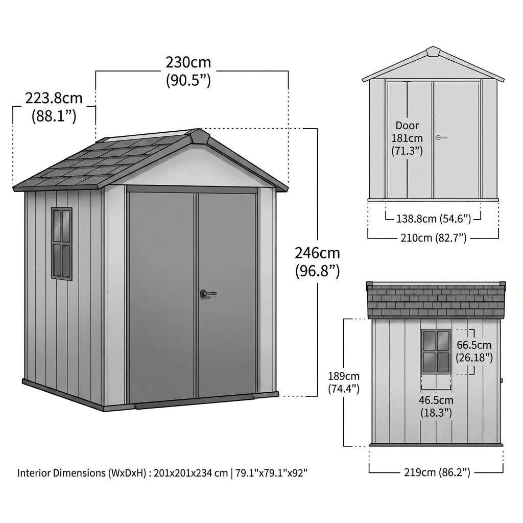 Keter 7'x7.5' Newton Plus Side Entry Plastic Shed Dark Grey — view 6