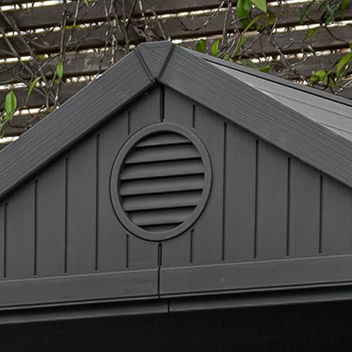 Keter Darwin 4x4 Outdoor Storage Shed - Grey | Small Resin Garden Tool Shed | Wood-Effect Weatherproof Double-Wall with Skylight & Ventilation — view 4