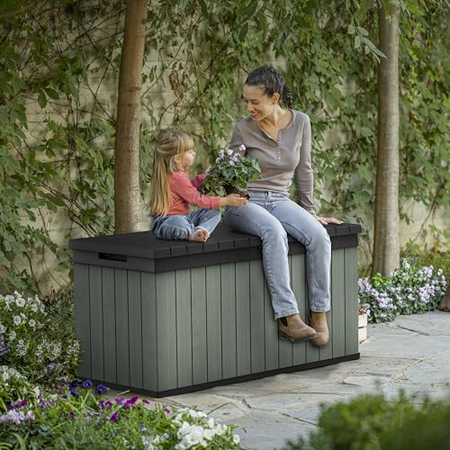 Keter Darwin 511L Outdoor Garden Furniture Storage Box Green Evotech+ Wood Look and Feel | Fade Free | All Weather Resistant | Safe and Secure | Zero Maintenance | 2 year Warranty — view 6