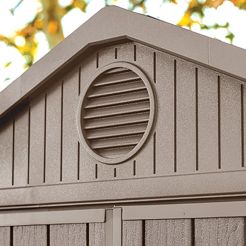 Keter Darwin 6x8ft Outdoor Resin Garden Shed – Brown Evotech+ Wood-Look | Waterproof Resin Storage for Tools & Bikes | Double Doors | Lockable | 15 Yr Warranty | Zero Maintenance — view 4