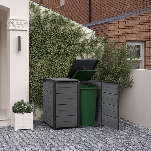 Keter Hideaway Double Wheelie Bin Store – Grey — alternate view