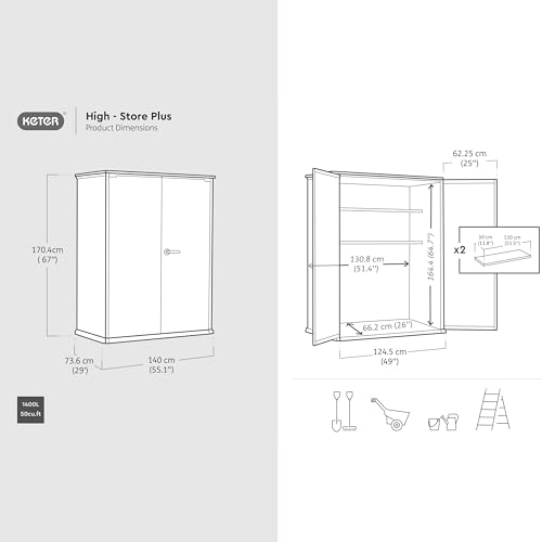 Keter Signature 1400L High Store – Premium Vertical Outdoor Storage Cabinet | Rosewood Wood‑Effect | Secure, Weather‑Resistant & Easy Assembly — view 4