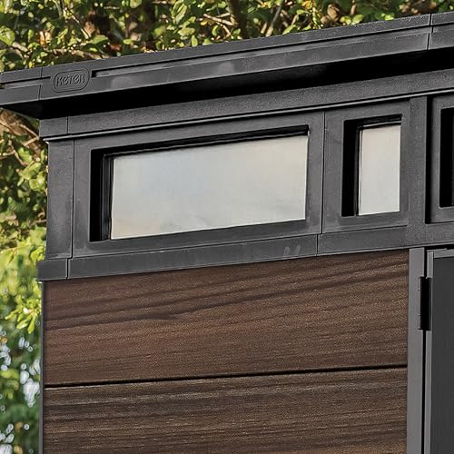 Keter Signature 7x7ft Pent Shed - Rosewood| Premium Weather‑Resistant Outdoor Storage with Steel‑Reinforced Roof & Lockable Double Doors — view 4