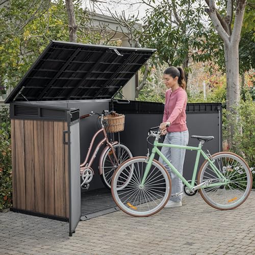 Keter Signature Horizontal Shed – 2020L Premium Outdoor Storage - Rosewood | Weather‑Resistant Wood‑Effect Resin | Fits Bikes, Wheelie Bins & Garden Equipment | Lockable & Easy‑Access Design — view 6