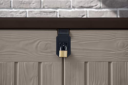 Keter Store It Out Pro Outdoor Garden Furniture Storage Shed Beige with Brown Lid Fade Free All Weather Resistant Safe and Secure Zero Maintenance 5 year Warranty — view 4