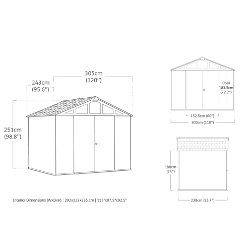 Keter Stronghold 10x8ft Garden Shed – Grey — alternate view
