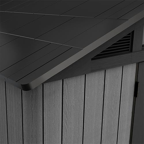 Keter Stronghold 10x8 Garden Shed – Grey | Steel-Reinforced Evotech Resin | Extra-Wide Double Doors (152.5cm) | Skylights + Windows | Ventilated & Weatherproof | Maintenance-Free Storage — view 6