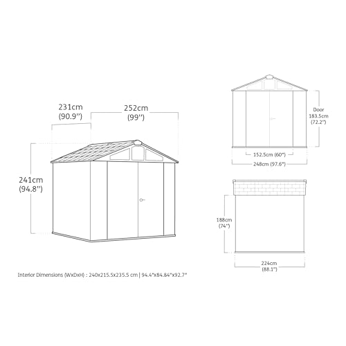 Keter Stronghold 8x8ft Garden Shed – Brown | 6m² Outdoor Storage | Evotech+ Resin Composite | Double‑Wall Construction | Steel‑Reinforced Roof | Skylight & Windows | Heavy‑Duty Floor | Lockable Doors — view 6