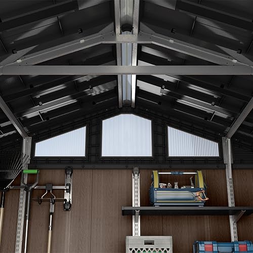Keter Stronghold 8x8ft Garden Shed – Brown | 6m² Outdoor Storage | Evotech+ Resin Composite | Double‑Wall Construction | Steel‑Reinforced Roof | Skylight & Windows | Heavy‑Duty Floor | Lockable Doors — view 4