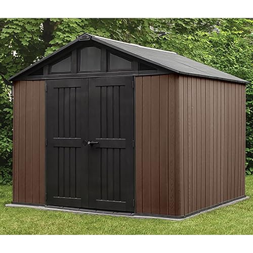 Keter Stronghold Shed 10x8ft – Brown | 18.6m³ Heavy-Duty Outdoor Storage | Steel-Reinforced Evotech Panels | Extra-Wide Doors, Skylights & Ventilation | Weatherproof & Maintenance-Free — view 3