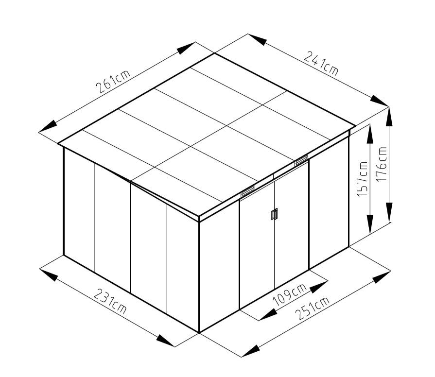 Lotus Sheds Adonis 9 x 8 ft Pent Metal Shed — view 3