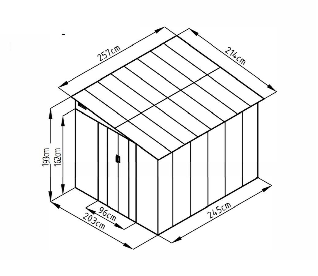 Lotus Sheds Arley 7 x 9 ft Lean To Metal Shed in Grey — view 4