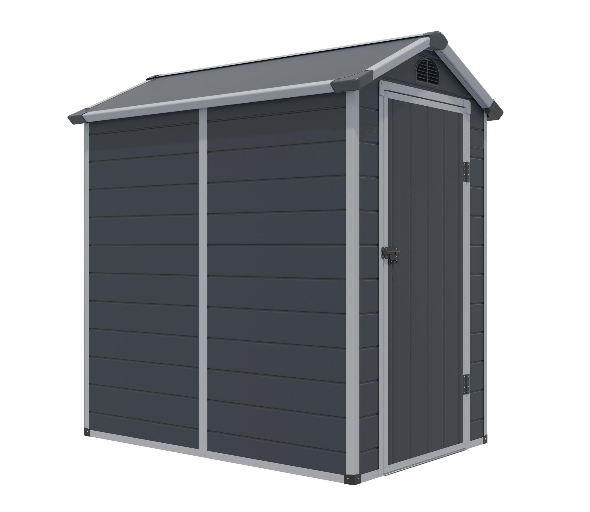 Rowlinson Airevale 4 x 6 ft Dark Grey Plastic Apex Shed — alternate view