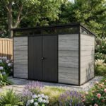 Keter 11x7 Artisan Heavy Duty Plastic Pent Shed Grey - Image 2