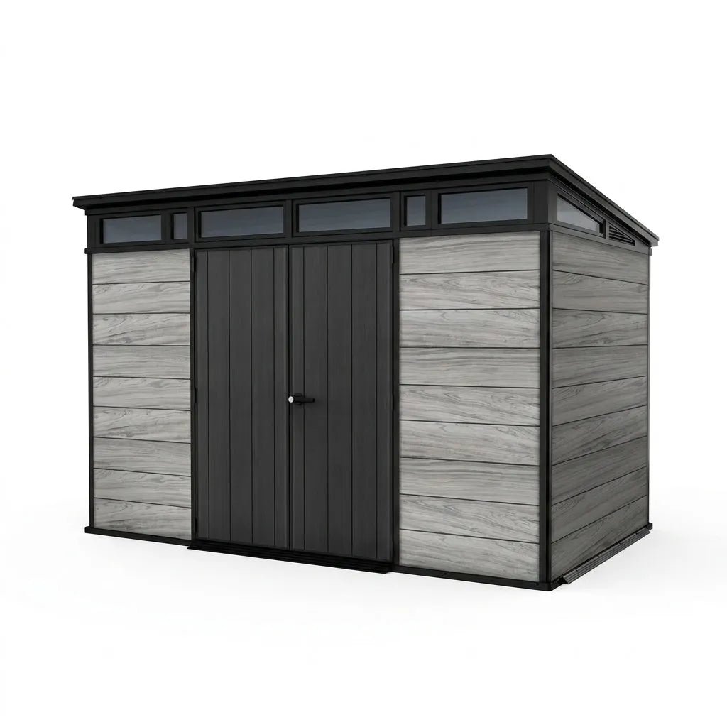 Keter-11x7-Artisan-Heavy-Duty-Plastic-Pent-Shed-Grey.jpg Keter 11x7 Artisan Heavy Duty Plastic Pent Shed Grey - Image 1