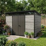 Keter 11x7 Cortina Heavy Duty Plastic Pent Shed Dark Grey - Image 4
