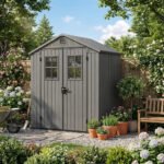 Keter 4x6 Darwin Heavy Duty Plastic Garden Shed Grey - Image 3
