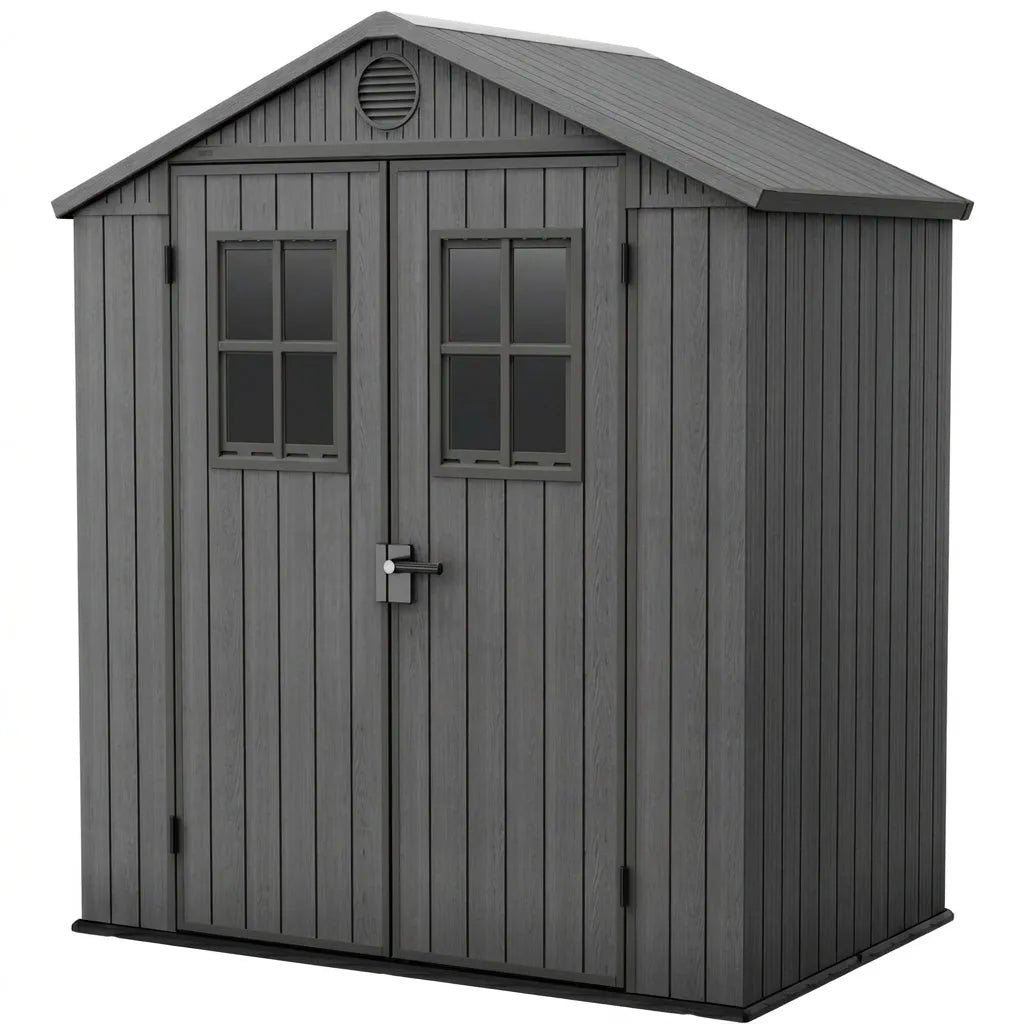Keter-4x6-Darwin-Heavy-Duty-Plastic-Garden-Shed-Grey.jpg Keter 4x6 Darwin Heavy Duty Plastic Garden Shed Grey - Image 1